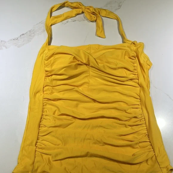 Smismivo Tummy Control Swimwear Halter 1-Piece Slimming Swimsuit,Yellow, size L - Picture 7 of 8